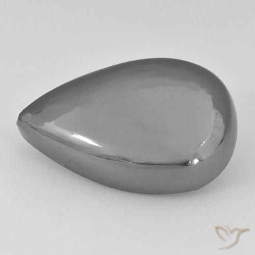 33.84 ct Gray Hematite Stone, Natural Hematite in Pear Cabochon Shape for Sale