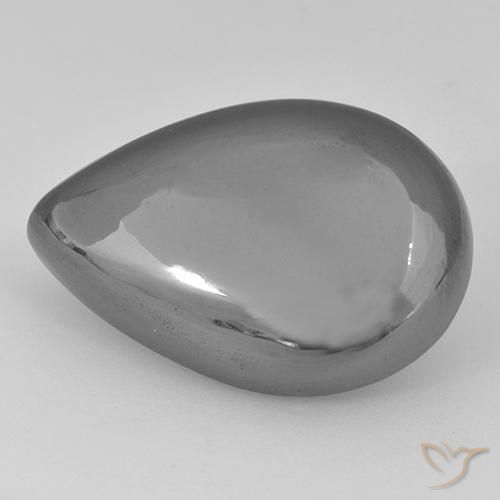 40.28ct Natural Silver Gray Hematite, Pear Shape, Opaque