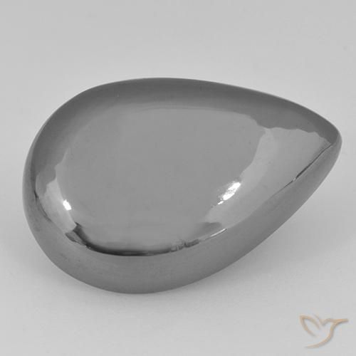 40.28 ct Gray Hematite Stone, Natural Hematite in Pear Cabochon Shape for Sale