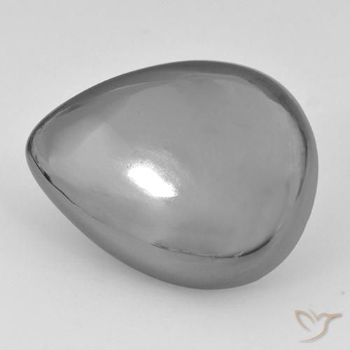 26.63ct Natural Silver Gray Hematite, Pear Shape, Opaque