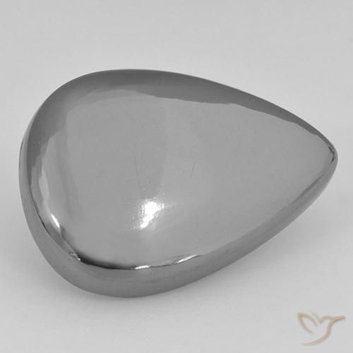 30.47 ct Gray Hematite Stone, Natural Hematite in Pear Cabochon Shape for Sale