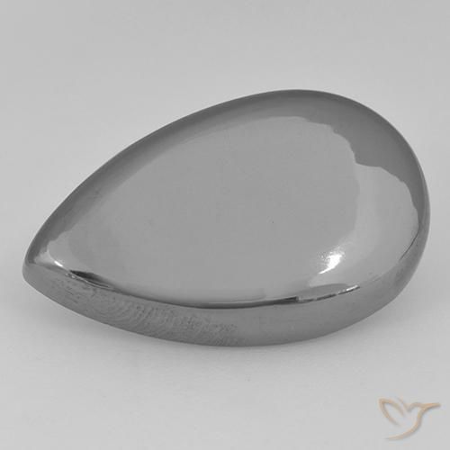 31.43ct Natural Silver Gray Hematite, Pear Shape, Opaque