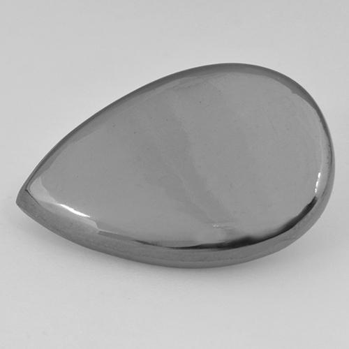 Medium Gray Hematite Gem - 21.7ct Pear Cabochon (ID: 518687)