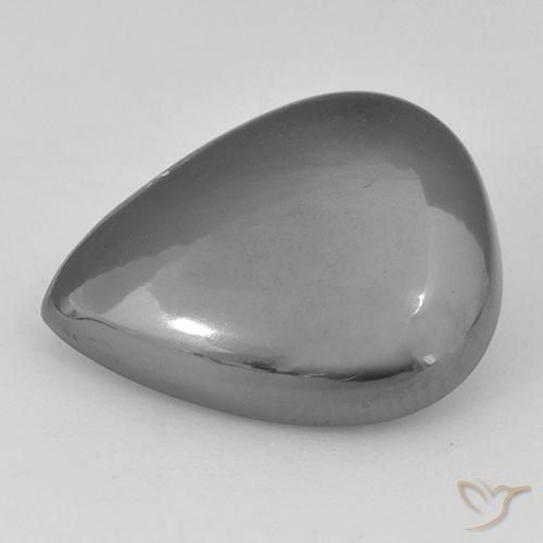 23.36ct Natural Silver Gray Hematite, Pear Shape, Opaque