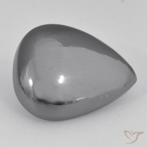 23.36 ct Gray Hematite Stone, Natural Hematite in Pear Cabochon Shape for Sale