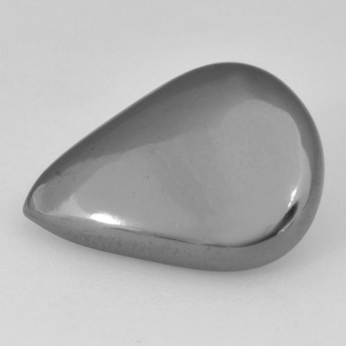 Silver Gray Hematite Gem - 9.4ct Pear Cabochon (ID: 518689)