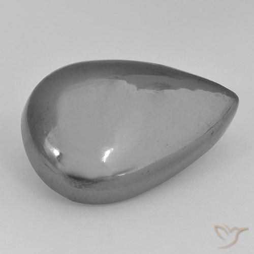 30.63ct Natural Silver Gray Hematite, Pear Shape, Opaque