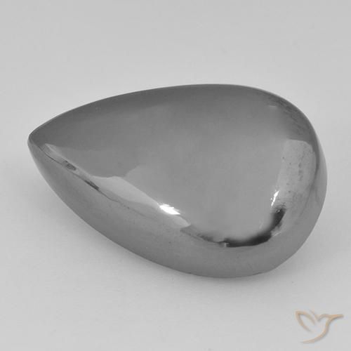 30.63 ct Gray Hematite Stone, Natural Hematite in Pear Cabochon Shape for Sale