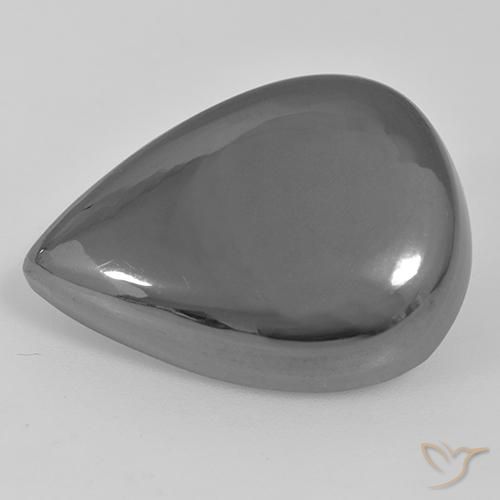 35.97ct Natural Silver Gray Hematite, Pear Shape, Opaque