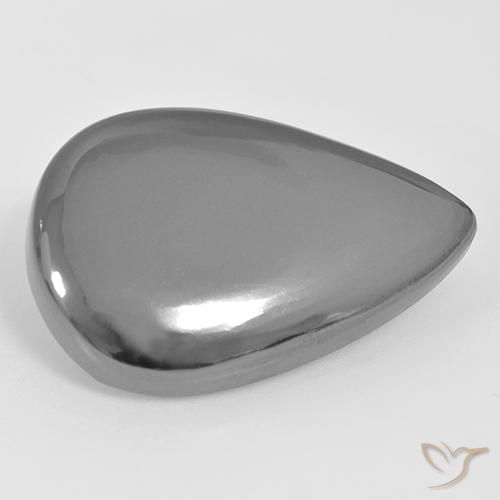 33.96ct Natural Medium Gray Hematite, Pear Shape, Opaque