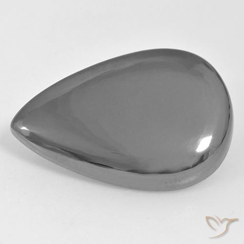 33.96 ct Gray Hematite Stone, Natural Hematite in Pear Cabochon Shape for Sale