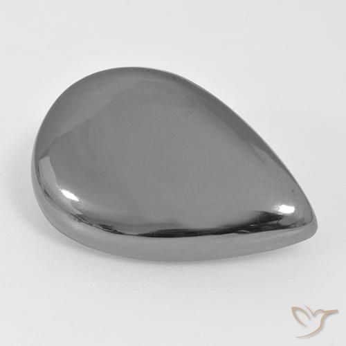 27.45 ct Gray Hematite Stone, Natural Hematite in Pear Cabochon Shape for Sale