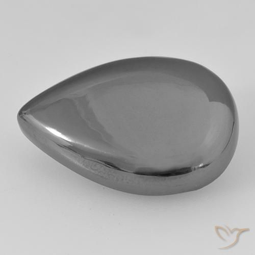 28.91ct Natural Silver Gray Hematite, Pear Shape, Opaque