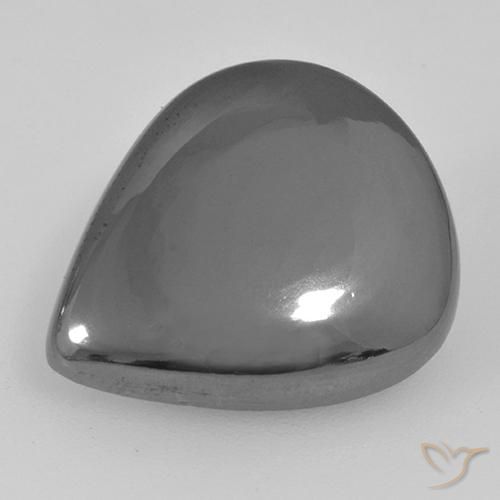 16.86 ct Gray Hematite Stone, Natural Hematite in Pear Cabochon Shape for Sale