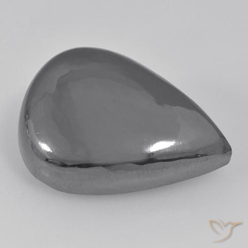 35.60ct Natural Silver Gray Hematite, Pear Shape, Opaque