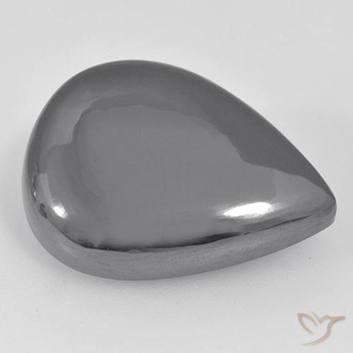 30.78ct Natural Medium Gray Hematite, Pear Shape, Opaque