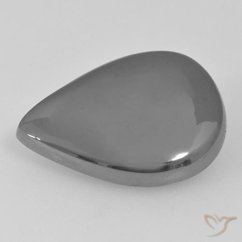 17.36 ct Gray Hematite Stone, Natural Hematite in Pear Cabochon Shape for Sale