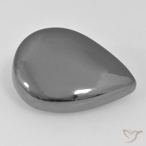 31.22ct Natural Silver Gray Hematite, Pear Shape, Opaque