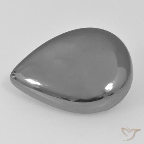31.22 ct Gray Hematite Stone, Natural Hematite in Pear Cabochon Shape for Sale