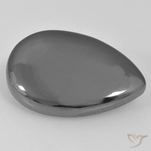 28.79 ct Gray Hematite Stone, Natural Hematite in Pear Cabochon Shape for Sale