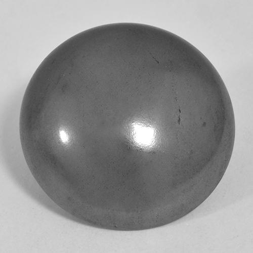 Silver Gray Hematite Gem - 24.5ct Round Cabochon (ID: 519786)