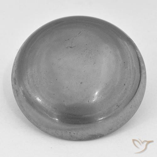 21,7mm runder grauer Hämatit aus Brasilien, Gewicht von 38,65 ct, natürlicher Edelstein in Opaque Reinheit, 1 Stück runder Hämatit - Farbe: Mittelgrau, Mohs-Härte von 5,5 - 6,5, Photo A