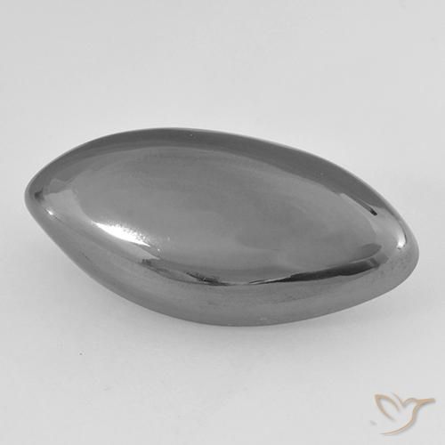 19.72 ct Gray Hematite Stone, Natural Hematite in Marquise Cabochon Shape for Sale