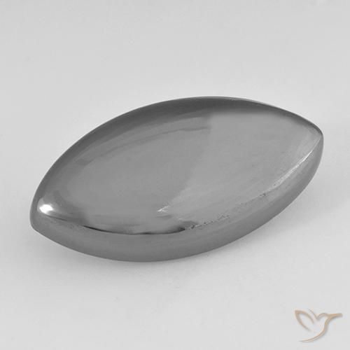 25,7 x 13,5mm marquise schliff grauer Hämatit aus Brasilien, Gewicht 24,34 ct, 1 Stück Hämatit - Farbe: Mittelgrau, natürlicher Edelstein in Opaque Reinheit, Mohs-Härte von 5,5 - 6,5, Photo A