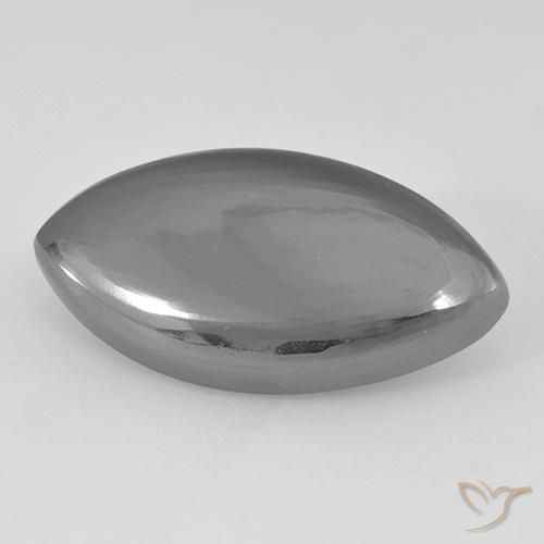 24.34 ct Gray Hematite Stone, Natural Hematite in Marquise Cabochon Shape for Sale