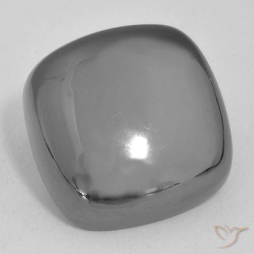 Medium Gray Hematite Gem - 27.8ct Cushion Cabochon (ID: 519979)