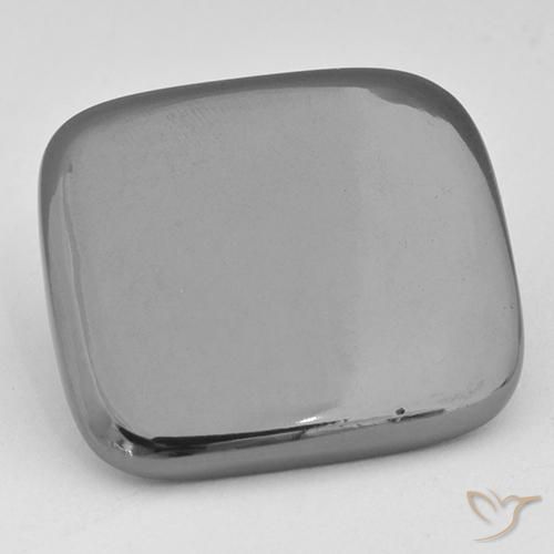 24,3 x 21,7mm kissenschliff grauer Hämatit aus Brasilien, Gewicht 42,61 ct, 1 Stück Hämatit - Farbe: Silbergrau, natürlicher Edelstein in Opaque Reinheit, Mohs-Härte von 5,5 - 6,5, Photo A