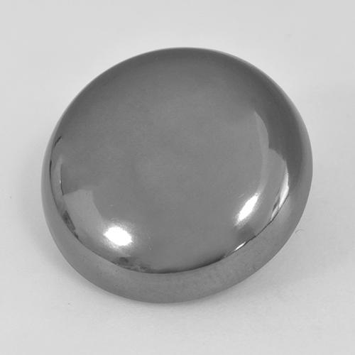 Silver Gray Hematite Gem - 24.5ct Round Cabochon (ID: 519994)