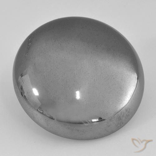 33,02 ct runder grauer Hämatit aus Brasilien, Größe 20,2mm, natürlicher Edelstein, Opaque Reinheit, 1 Stück runder Hämatit, Mohs-Härte von 5,5 - 6,5 , Photo A