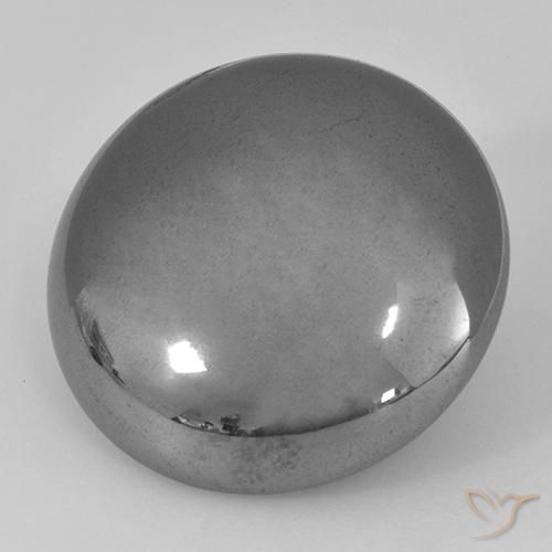 33.02 ct Gray Hematite Stone, Natural Hematite in Round Cabochon Shape for Sale