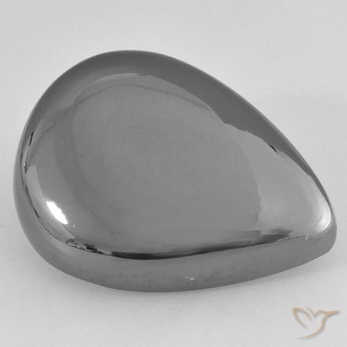 37.08 ct Gray Hematite Stone, Natural Hematite in Pear Cabochon Shape for Sale