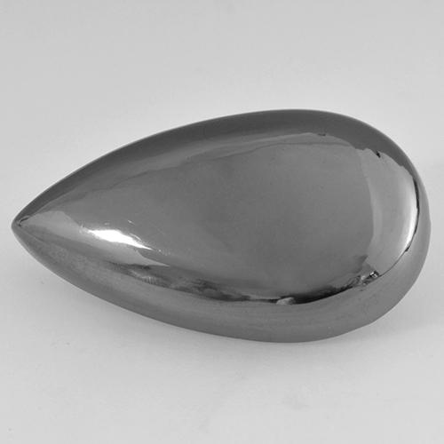 silbergrau Hämatit Edelstein - 48ct Birnen Cabochon (ID: 520002)