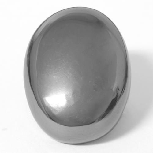 Silver Gray Hematite Gem - 35.9ct Oval Cabochon (ID: 546357)