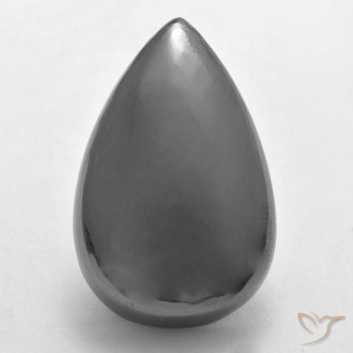 33.32ct Natural Silver Gray Hematite, Pear Shape, Opaque
