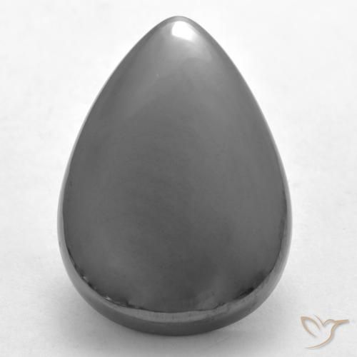 30.61ct Natural Silver Gray Hematite, Pear Shape, Opaque