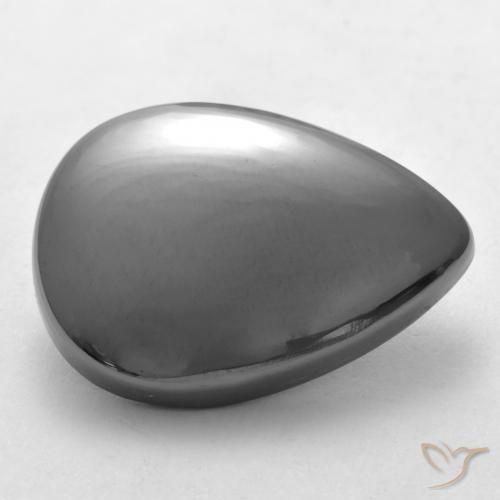 30.61 ct Gray Hematite Stone, Natural Hematite in Pear Cabochon Shape for Sale