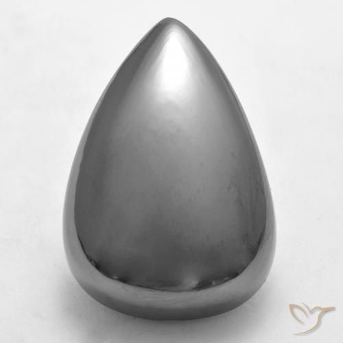 34.68ct Natural Silver Gray Hematite, Pear Shape, Opaque