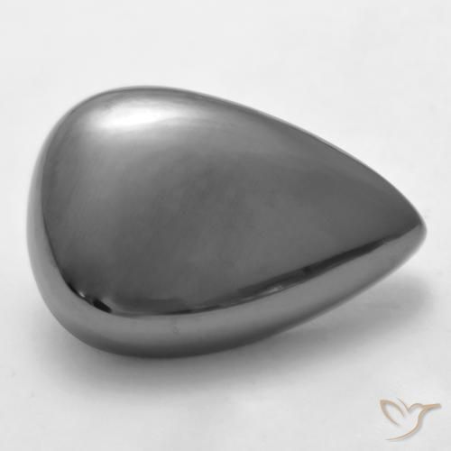 34.68 ct Gray Hematite Stone, Natural Hematite in Pear Cabochon Shape for Sale