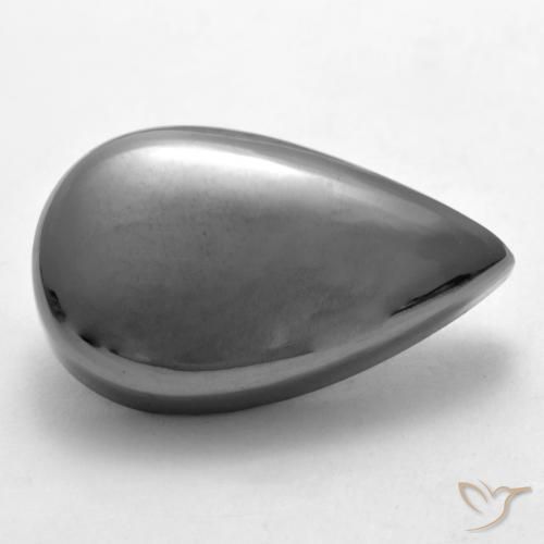 29.52 ct Gray Hematite Stone, Natural Hematite in Pear Cabochon Shape for Sale