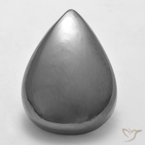 34.04ct Natural Silver Gray Hematite, Pear Shape, Opaque