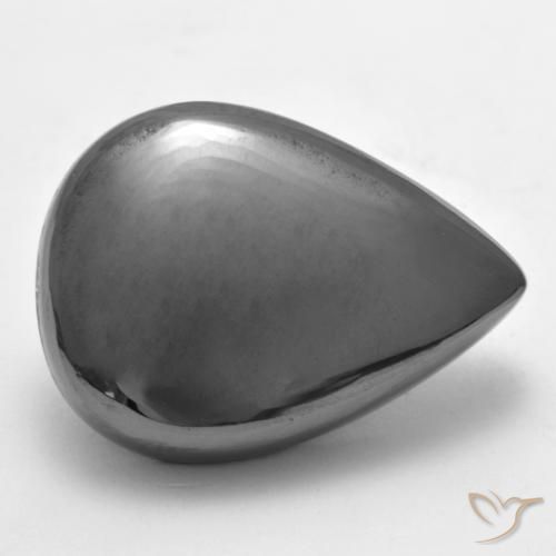34.04 ct Gray Hematite Stone, Natural Hematite in Pear Cabochon Shape for Sale
