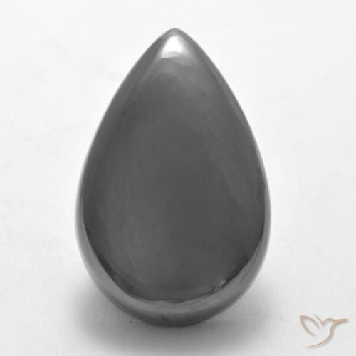 19.33ct Natural Silver Gray Hematite, Pear Shape, Opaque