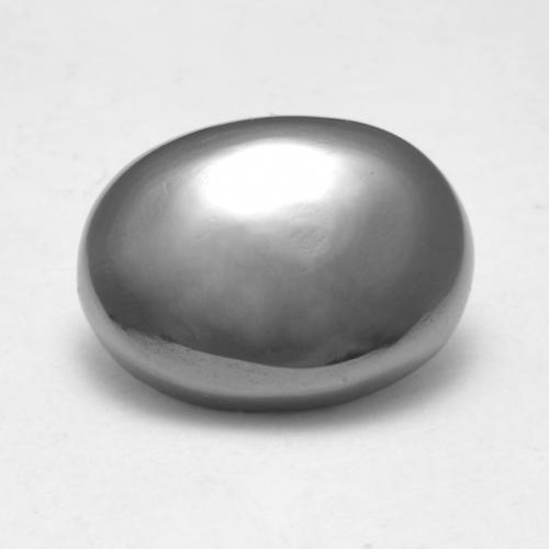 Silver Gray Hematite Gem - 7.3ct Oval Cabochon (ID: 554601)