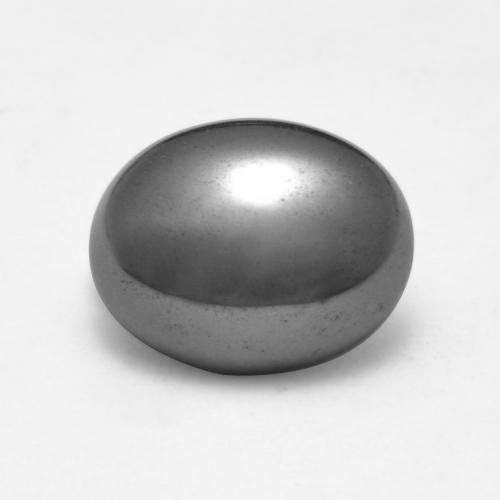 3.87 ct Gray Hematite Gemstone, Hematite Gem in Oval Cabochon Shape for Sale.