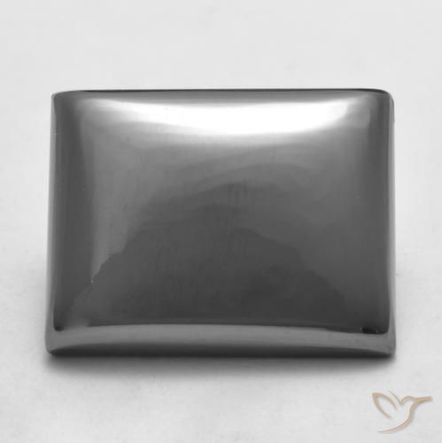 24,45 ct baguetteschliff grauer Hämatit aus Brasilien, Größe 19 x 14,8mm, Garantiert natürlicher Edelstein, Opaque Reinheit, 1 Stück Hämatit in Mittelgrau Farbe, Mohs-Härte von 5,5 - 6,5, Photo A