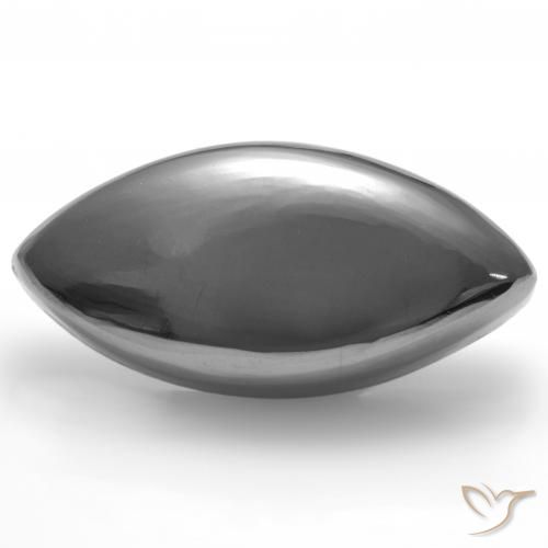 Ematite grigio taglio marquise da 26,89 ct dal Brasile, dimensione 25,6 x 12,5mm, pietra preziosa naturale non trattati , purezza Opaque, Ematite Cabochon taglio marquise da 1 pz, durezza Mohs di 5,5 - 6,5, Photo A